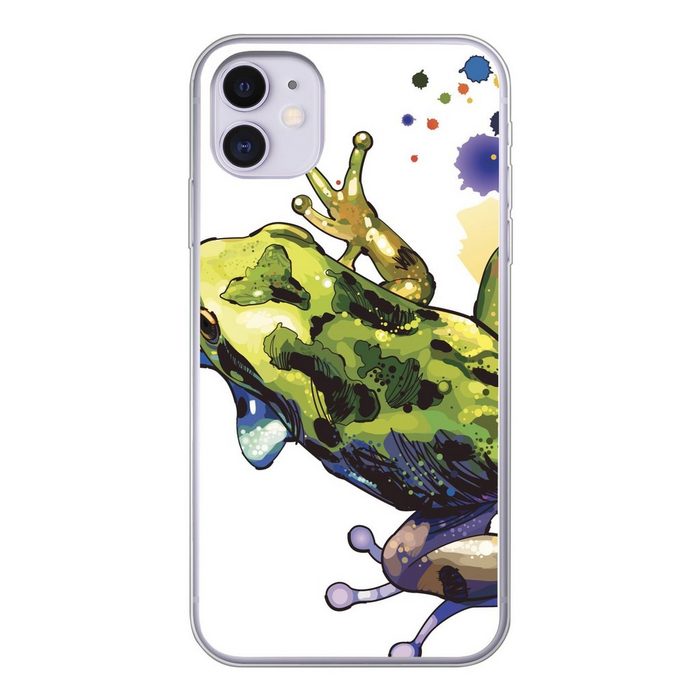 MuchoWow Handyhülle Frosch - Aquarell - Weiß Handyhülle Apple iPhone 11 Smartphone-Bumper Print Handy
