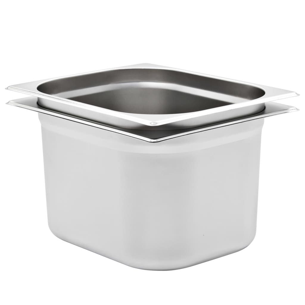 vidaXL Thermobehälter Gastronormbehälter 2 Stk. GN 1/2 200 mm Edelstahl, Edelstahl