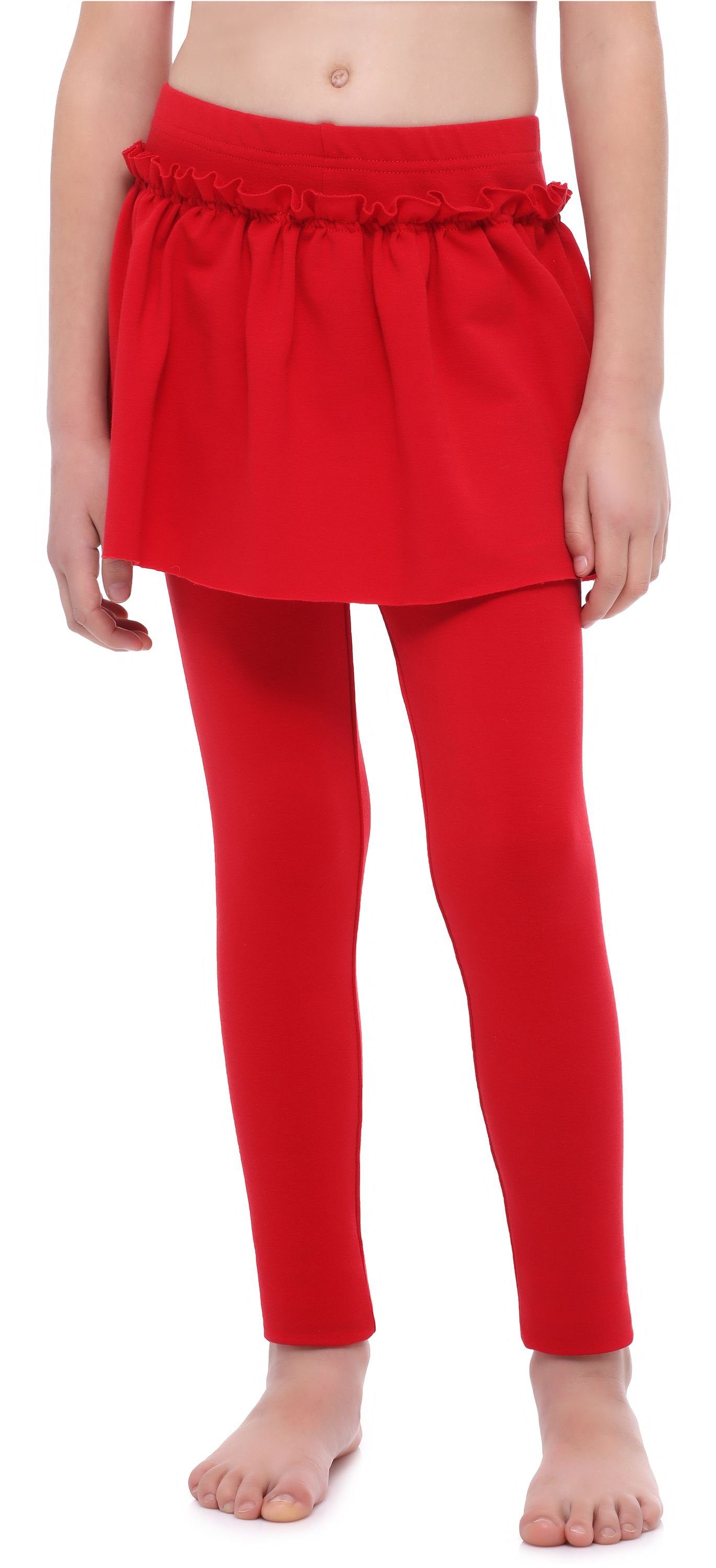 Merry Style Leggings Mädchen Lange Leggings aus Baumwolle mit Rock MS10-255 (1-tlg) elastischer Bund Rot