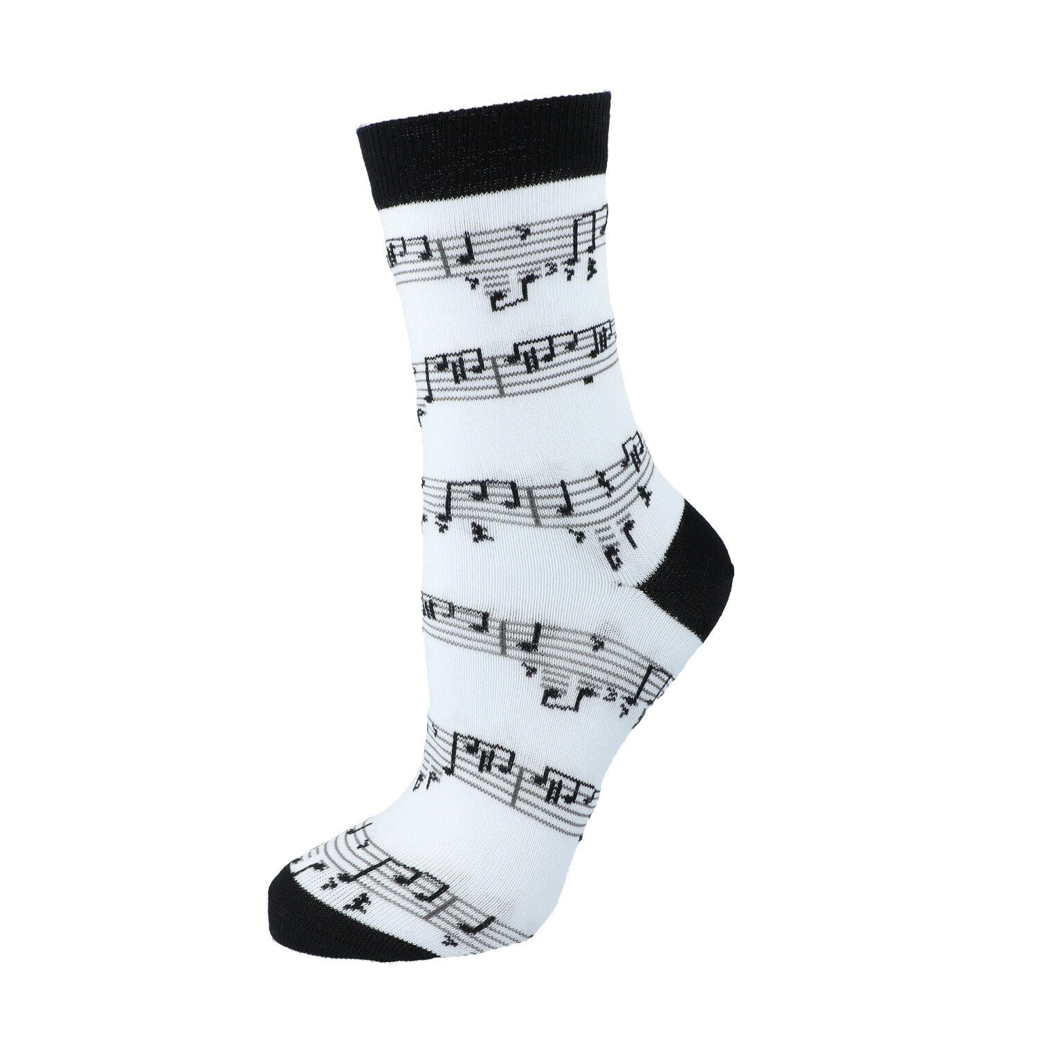 Musikboutique Freizeitsocken (1-Paar) Socken Gr. 31/34 Grundfarbe schwarzer mit weiß Notenlinie