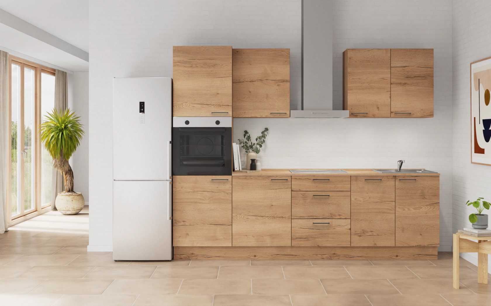 nobilia® Küchenzeile Norr, individuell anpassbar, gratis Küchenplanung mit Profis, (Breite 270 cm), vormontiert, wahlw. mit E-Geräten, inkl. Lieferung