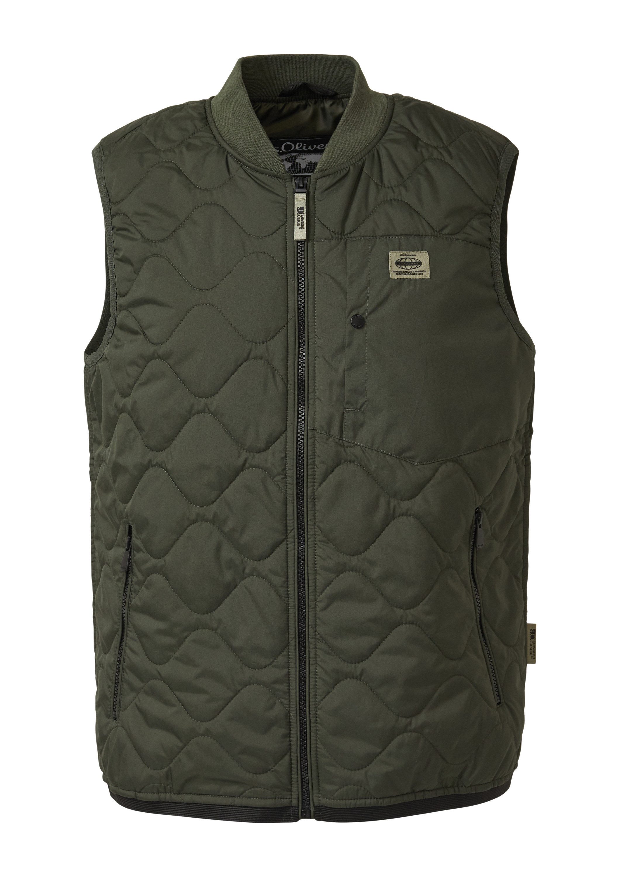 s.Oliver Outdoorjacke Outdoor-Weste Leichte Steppweste mit Bomberkragen im Workwear-Stil