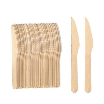 wisefood Einwegbesteck-Set Holz Messer Einweg - 16,5 cm Einwegmesser (100-tlg), Holz