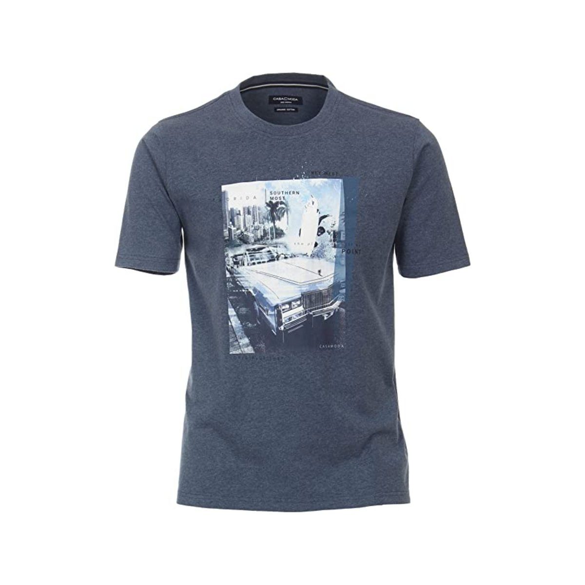 VENTI T-Shirt blau passform textil (1-tlg) Mittelblau