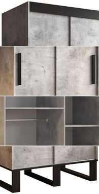 Feldmann-Wohnen Schiebetürenschrank Loft (Loft, 1-St) Breite wählbar beton / schwarz