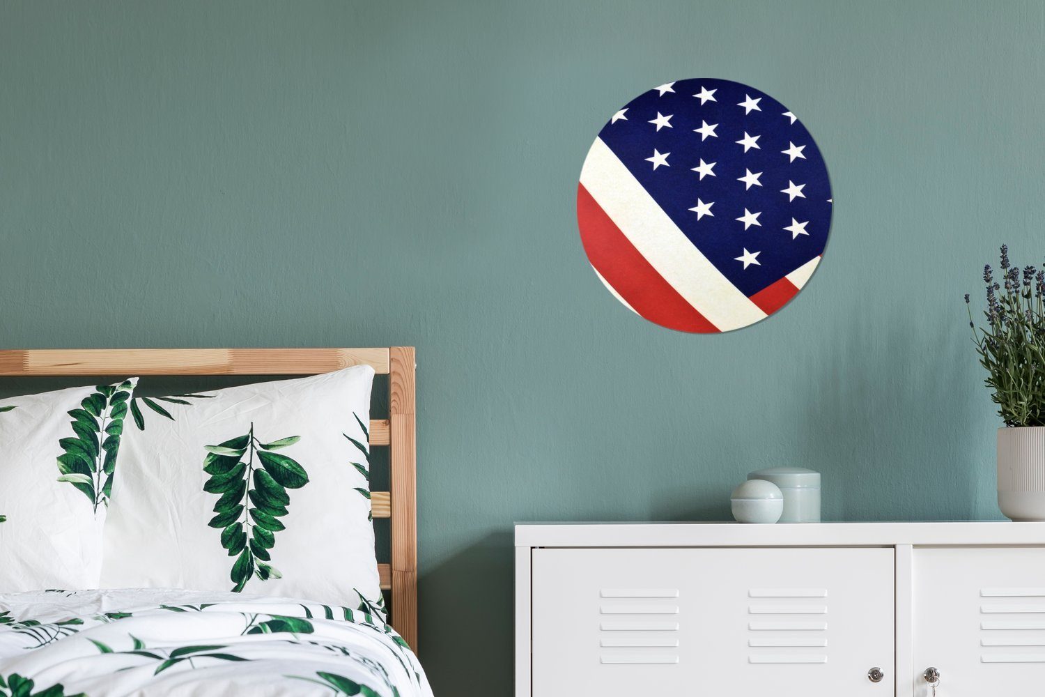 Rundes cm St), Flagge (1 Teil der Kreis Forex, Wandbild, 30x30 der Wohnzimmer, Gemälde Staaten, Wanddekoration Vereinigten MuchoWow