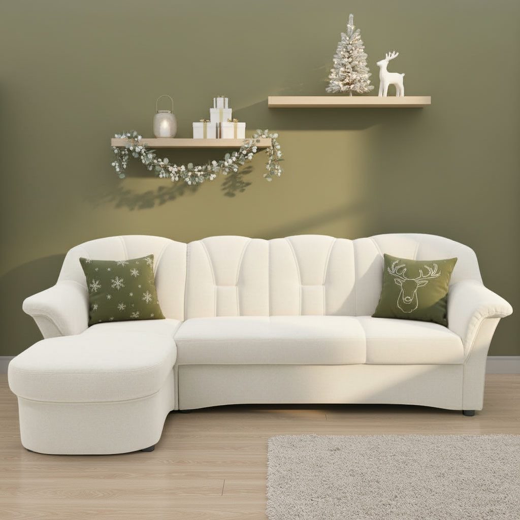 DOMO collection Ecksofa Flores Schlafsofa, B/T/H: 233/142/86 cm, L-Form, wahlweise mit Bettfunktion, wahlweise mit Federkern, auch in Leder