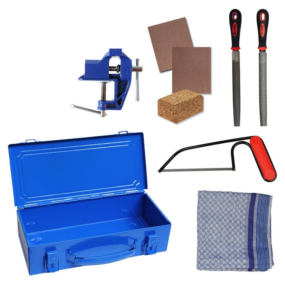 Corvus Spielwerkzeug Corvus Kinderwerkzeug Werkzeugset Metall Box 01 rot/blau