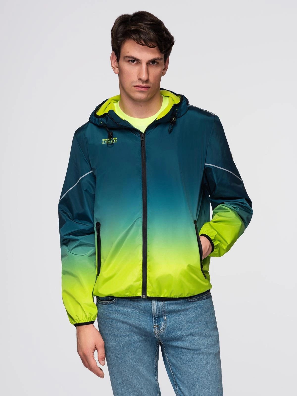 OMBRE Kapuzenfleecejacke Sportliche Herrenjacke mit Reflektoren und Fleecefutter