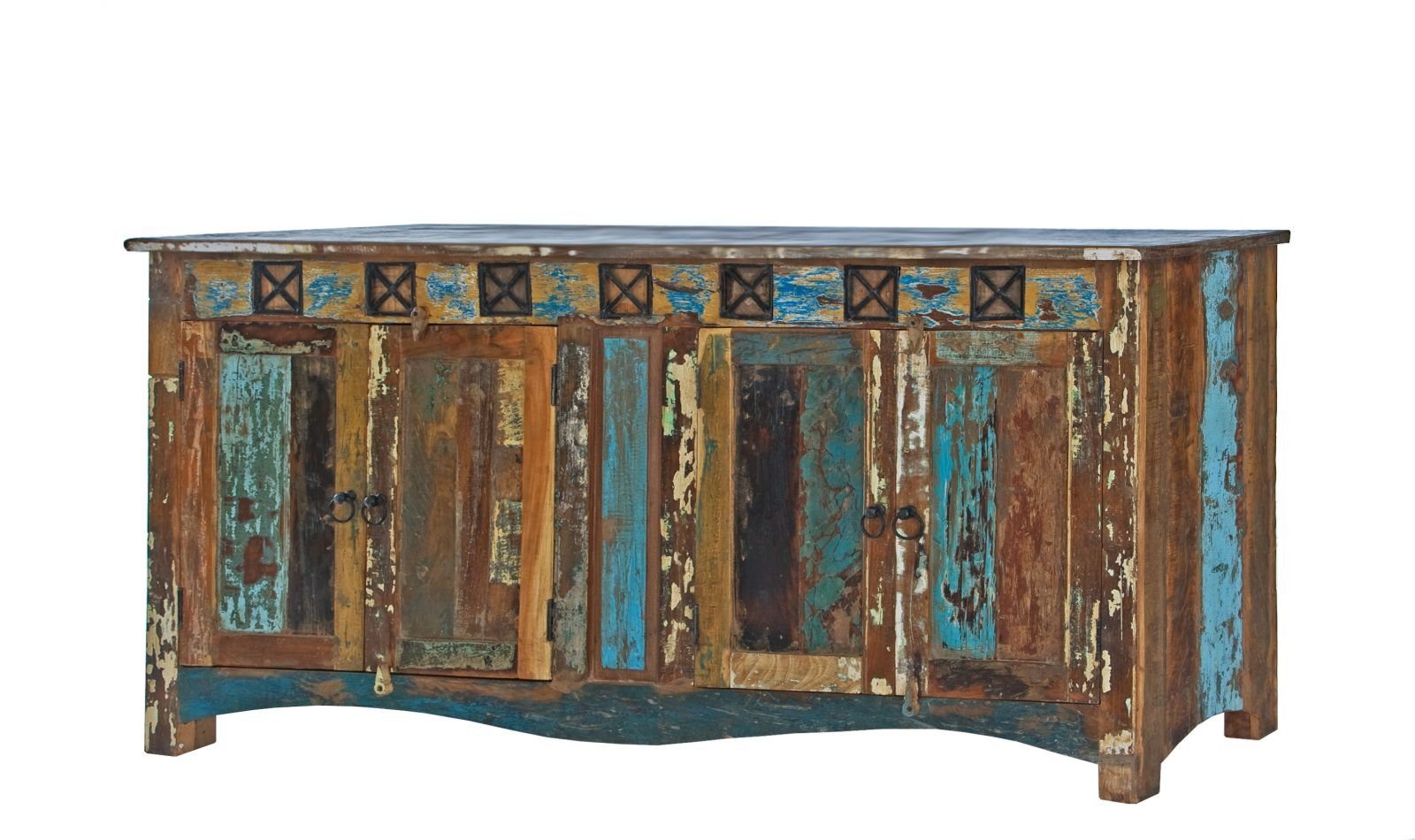 Massivmoebel24 Sideboard (Sideboard Altholz 178x42x88 mehrfarbig lackiert NATURE OF SPIRIT #40)