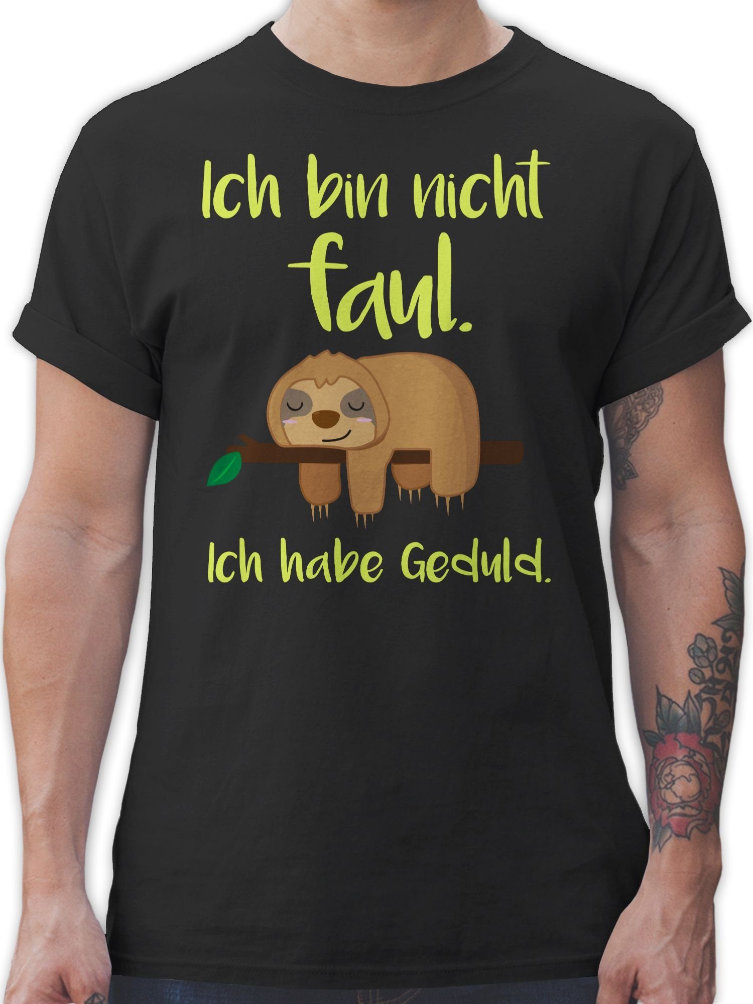 Sprüche faul T-Shirt mit 01 Schwarz Spruch Ich bin farbig Statement Shirtracer nicht