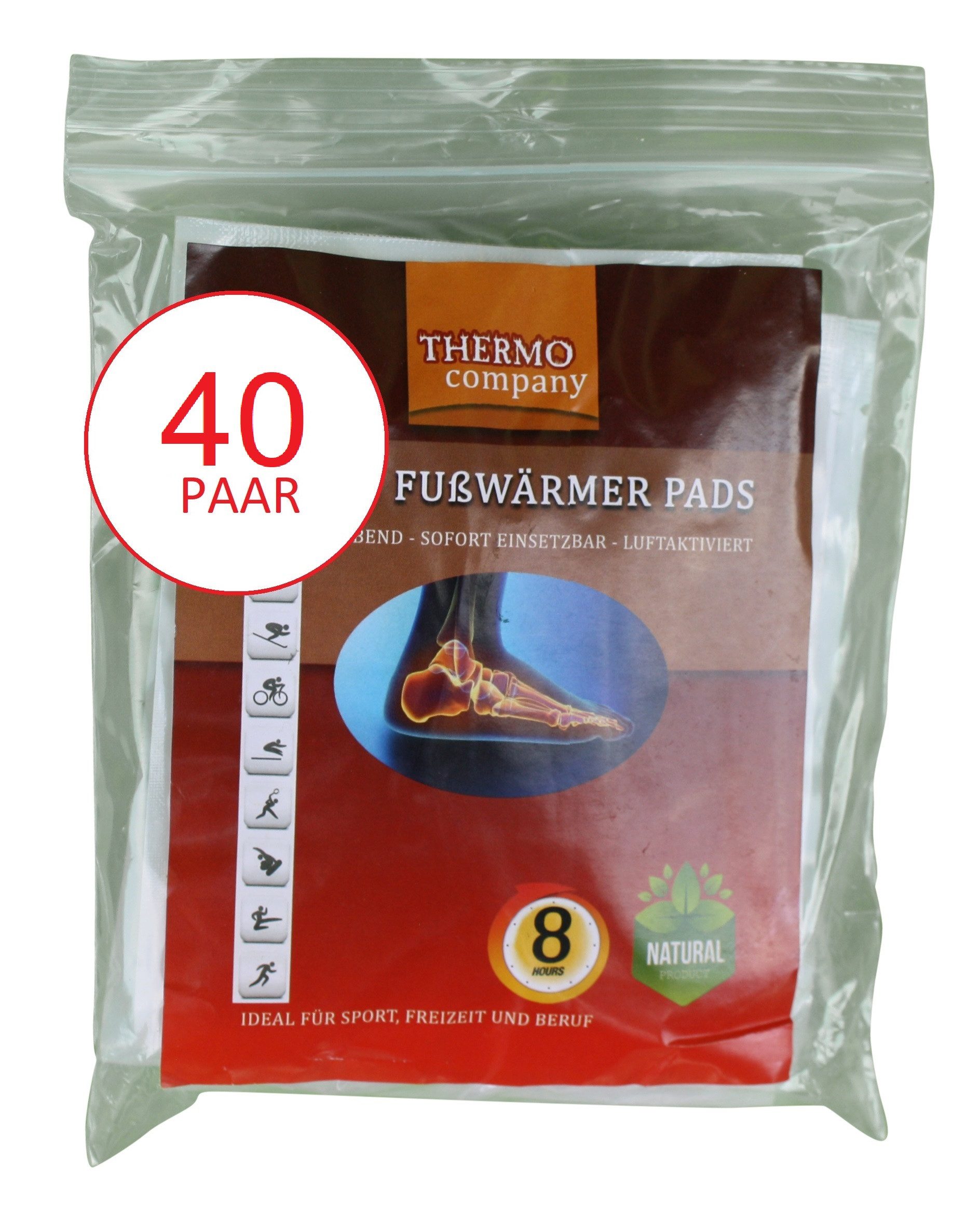 THERMO company Wärmepad Fußwärmer Pads, Zehenwärmer Pads, Wärmepads Füße selbstklebend, Größe 7 x 9,5cm, bis zu 8 Stunden Wärme