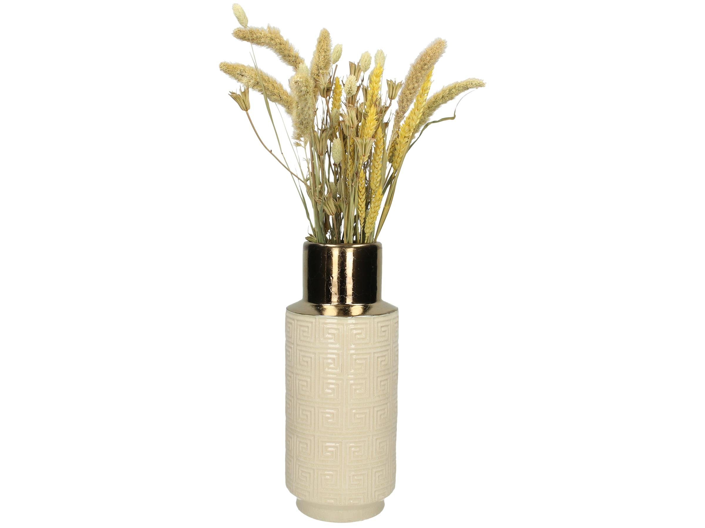 Vase Blumenvase (kein Dekovase Engelnburg 36x15x15 Steinzeug Engelnburg Weiß Set)