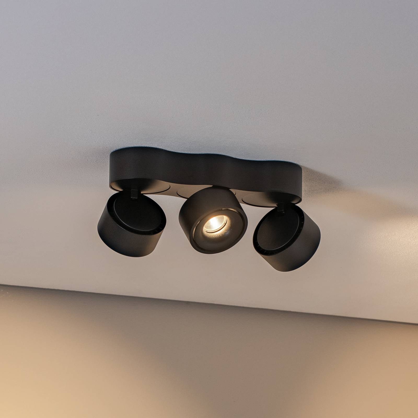 Arcchio Deckenleuchten Rotari, LED, Metall, Schwarz warmweiß IP20, 3 x 8,9 W LED, warmweiß