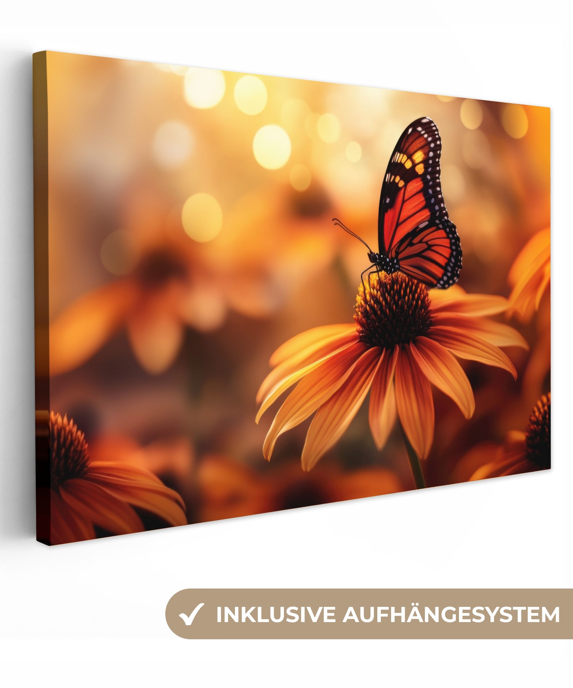 OneMillionCanvasses® Leinwandbild Schmetterling - Blumen - günstig online kaufen