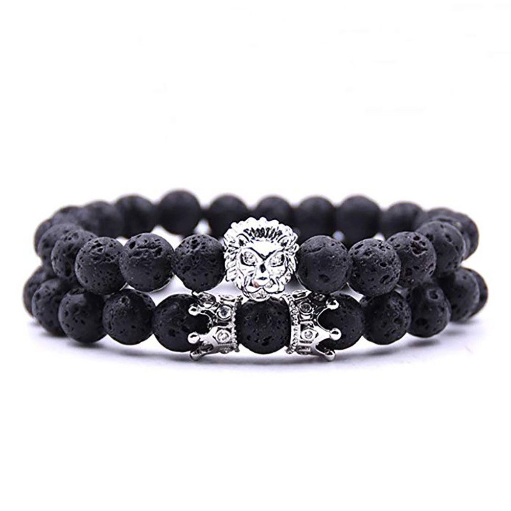 The Beauty House Armband Lavastein Naturstein Armband mit schwarzen Lava Pe günstig online kaufen