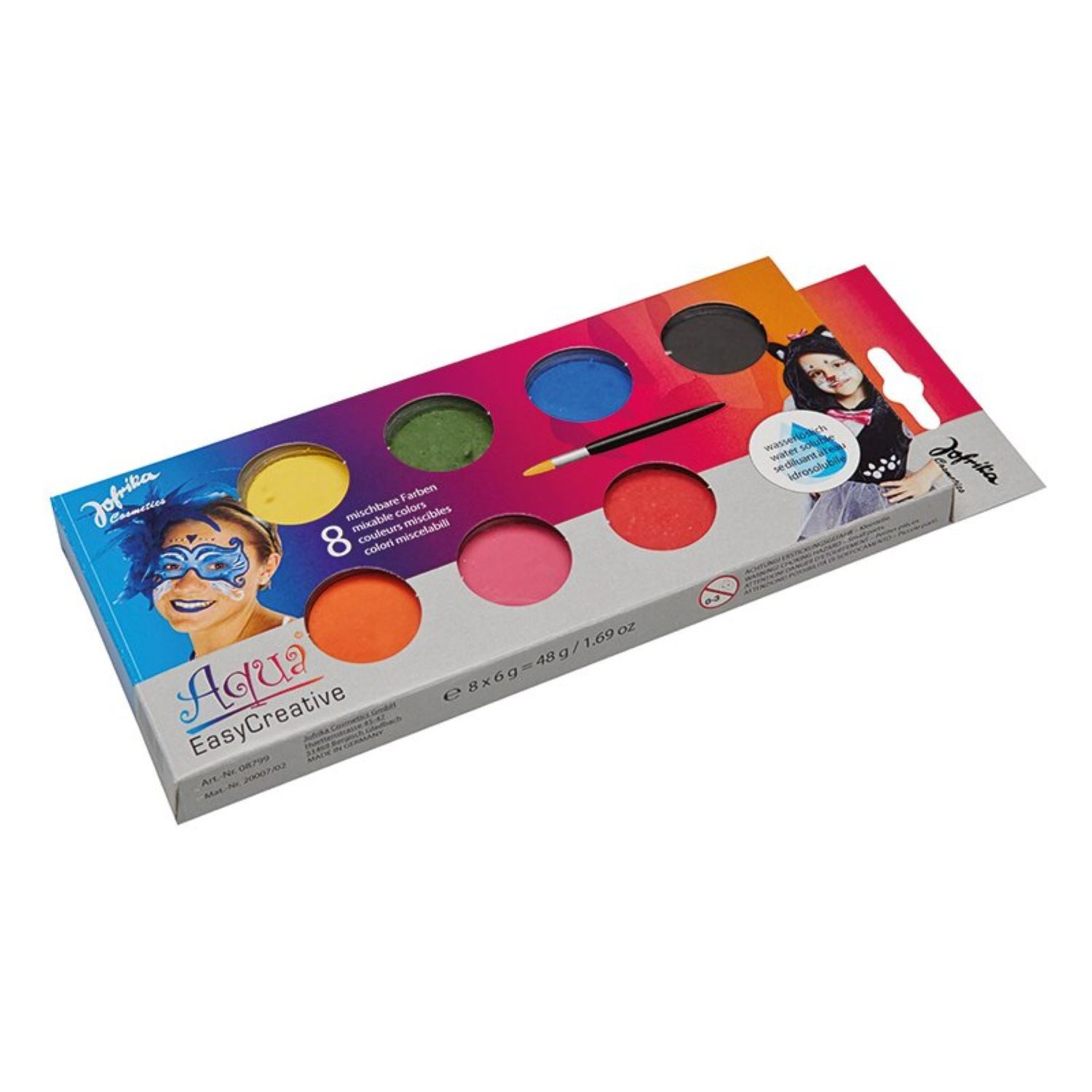 jofrika Theaterschminke Jofrika Aqua Creative Schminkpalette, 8 Farben