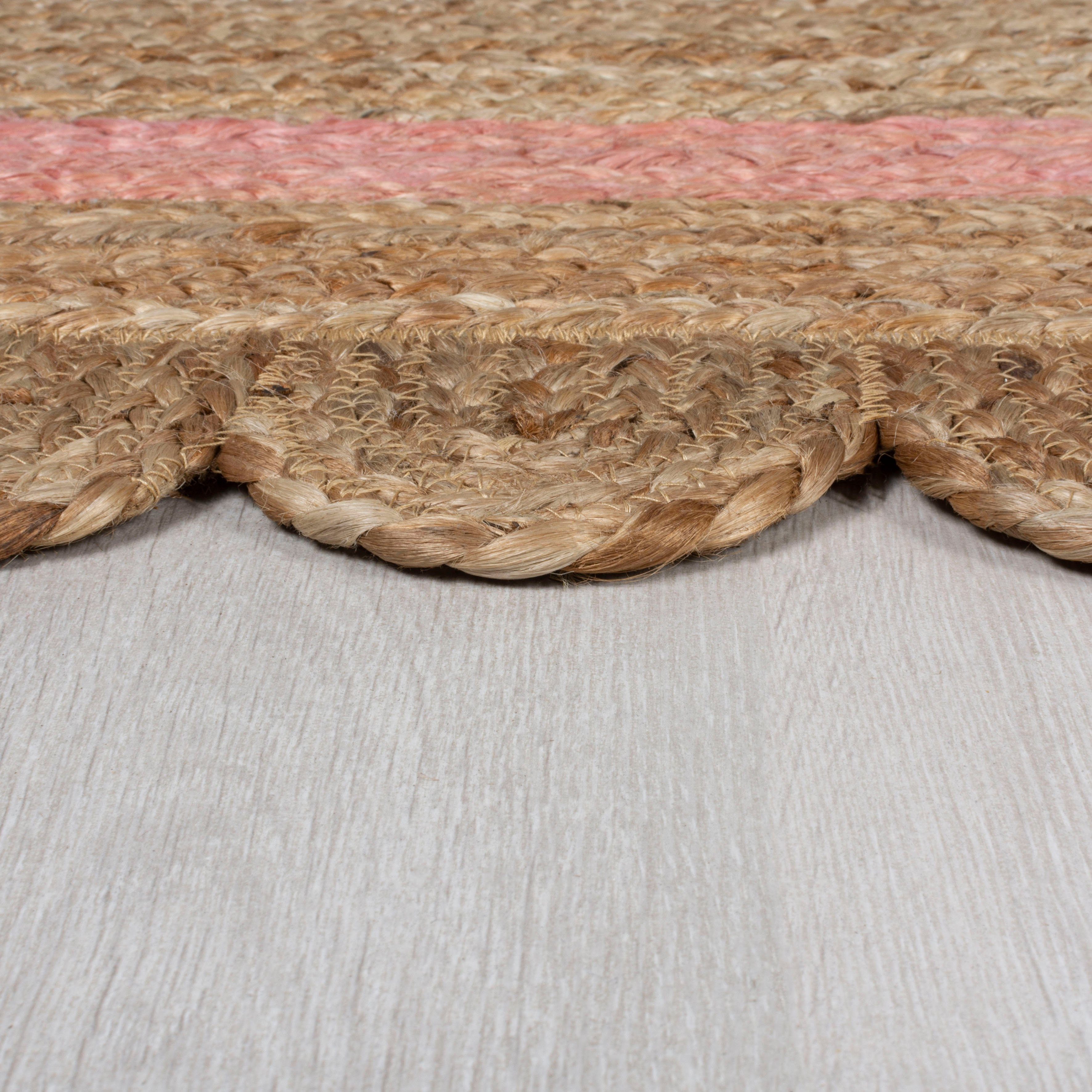 natur/pink fußbodenheizungsgeeignet, rechteckig, aus Grace, Teppich Bordüre 7 Jute, RUGS, Höhe: 100% FLAIR mit mm,