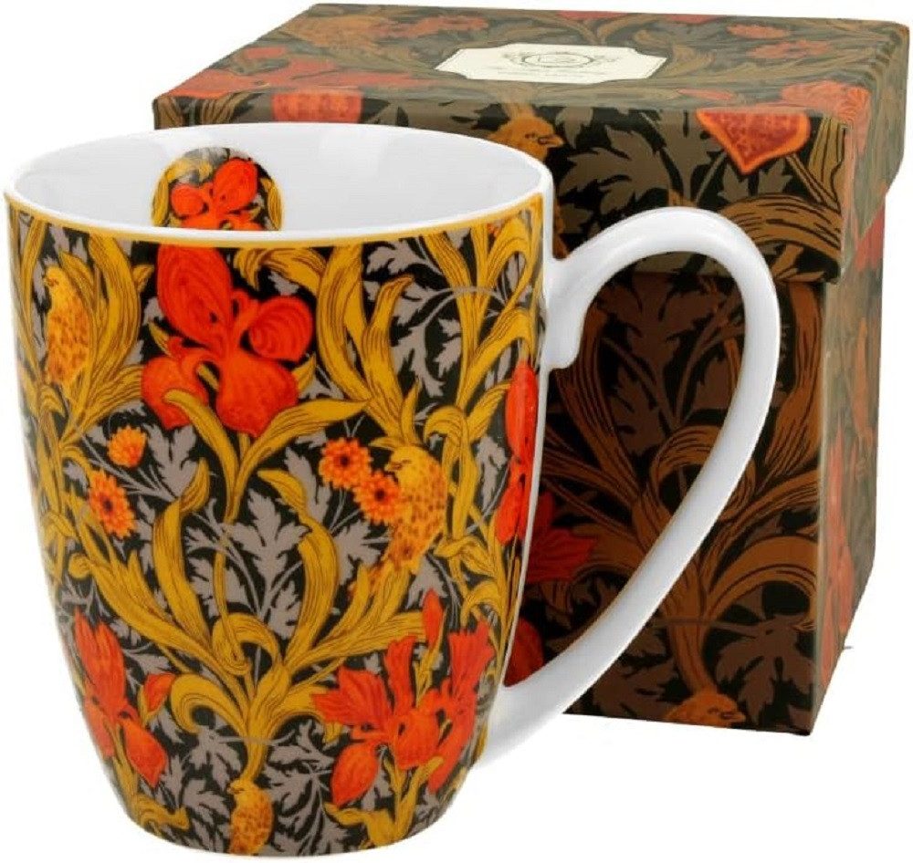 Duo-Gift Becher Blumen, Sommer, Mug, Planzen, Tee, KaffeeTasse /Tiere, Vogel, Porzellan ; ART GALLERY Klassischer Becher 380 ml ORANGE IRISES, William Morris, Kollektion, Suovenir / Ideal als Geschenk / Sammlung / Dekoration
