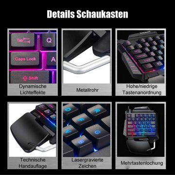 Diida Tastatur, Gaming-Tastatur,Einhändig bedienbare Tastatur Tastatur (Bequeme Handauflage, ergonomisches Design, verschiedene Lichteffekte)