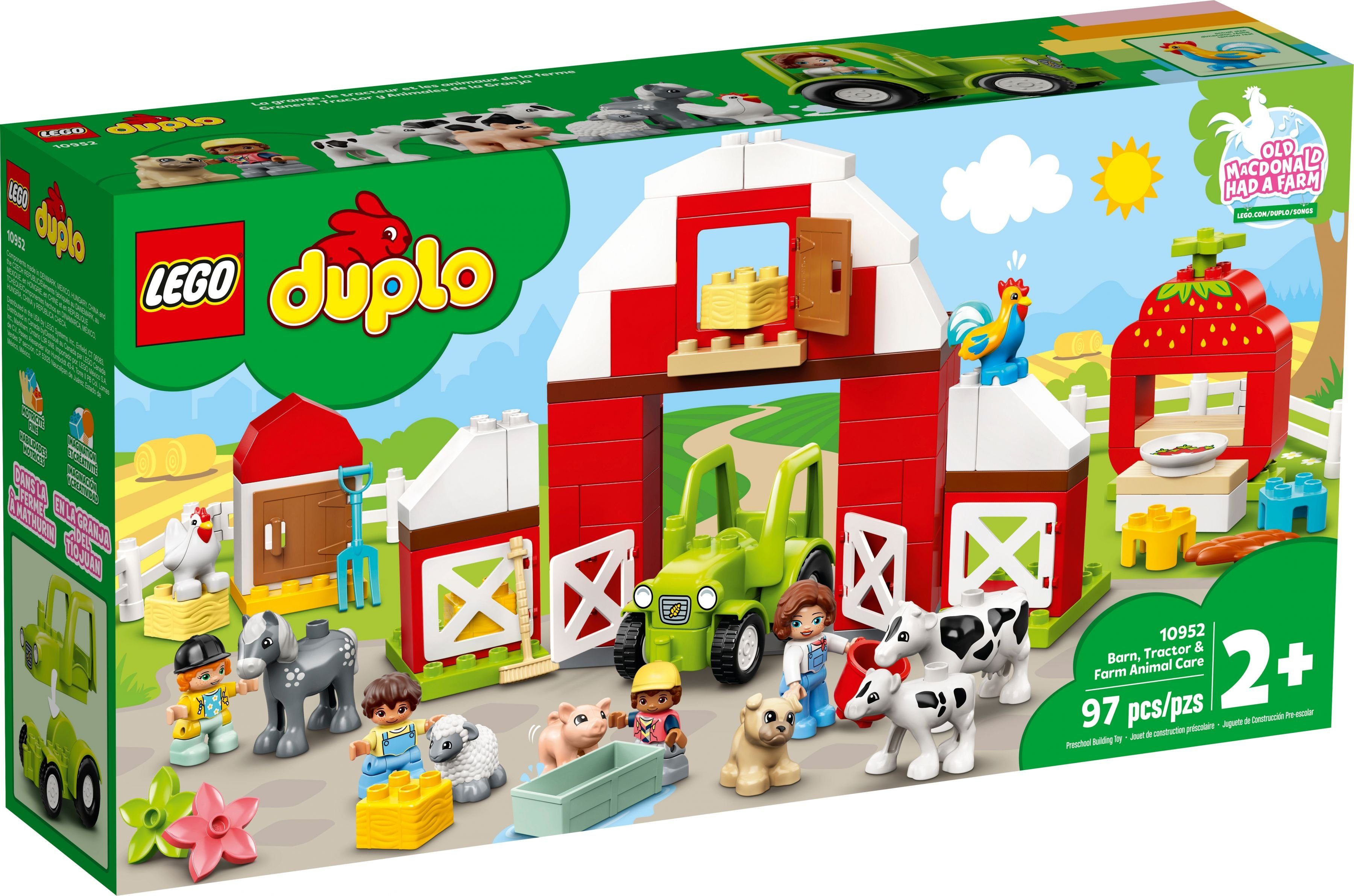 LEGO® Konstruktionsspielsteine LEGO® DUPLO® - Scheune, Traktor und Tierpflege, (Set, 97 St)