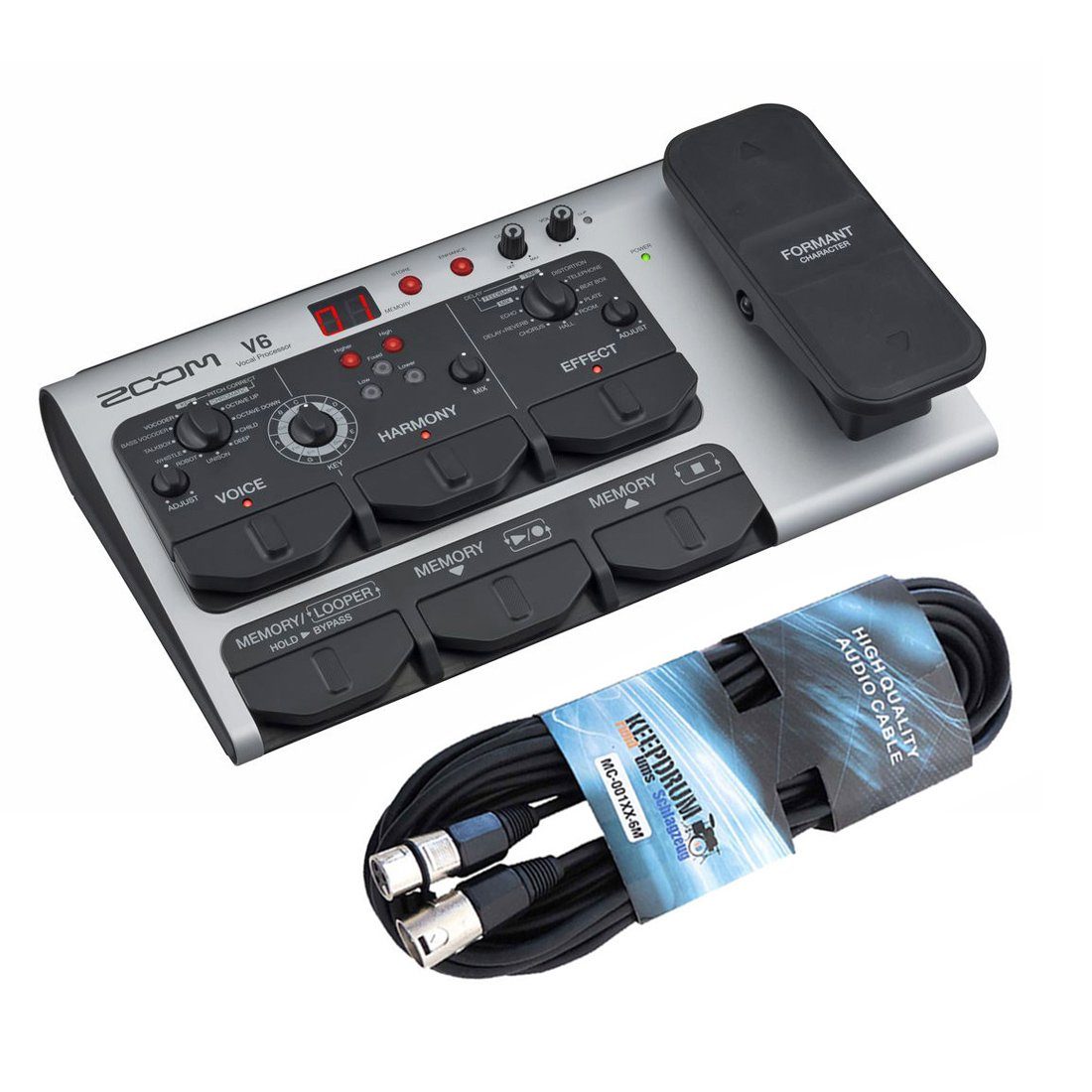 Zoom V6-SP Effektgerät für Gesang mit XLR-Kabel Digitales Aufnahmegerät