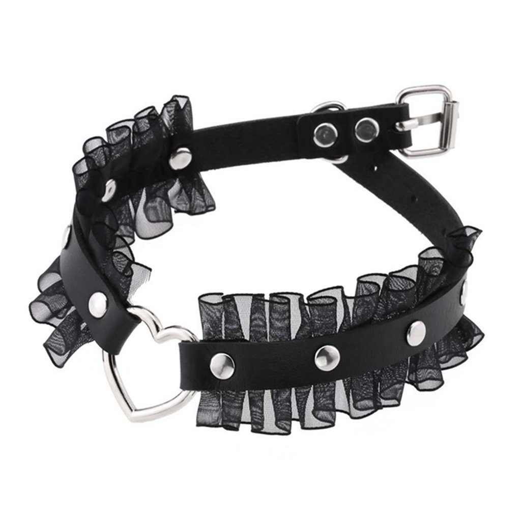 verstellbare Punk-Lolita-Herz-Halskette Damen, Kettengürtel WaKuKa Schwarz für Choker-Halskette