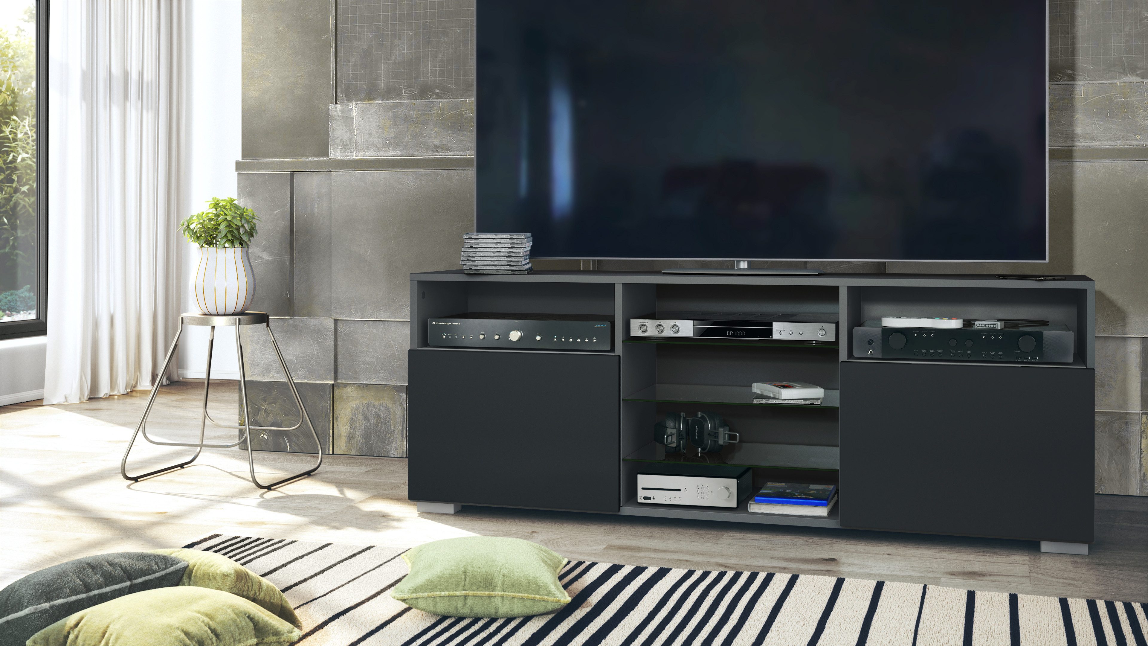 Vladon Lowboard Granada (TV-Kommode, mit 2 Türen und 6 offenen Fächern), An günstig online kaufen