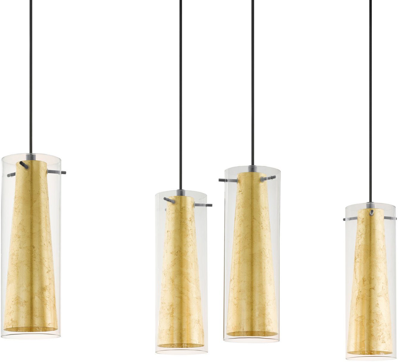 EGLO Hängeleuchte PINTO GOLD Pendellampe, Stahl, Glas, IP20, E27, Esstischlampe, Lampe, Leuchtmittel wechselbar, ohne Leuchtmittel, Hängelampe goldfarben - für Esszimmer, Küche oder Wohnzimmer