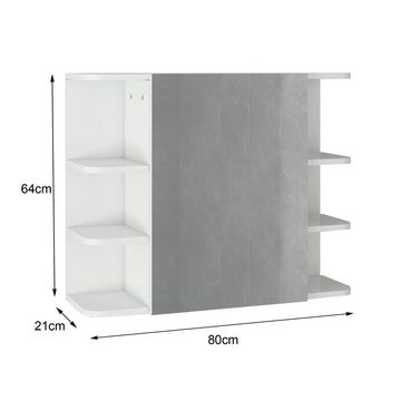 LuxeBath Badezimmer-Set Waschtisch Spiegelschrank, 2er Set Braun-Weiß MDF mit Melamin-Finish Robust