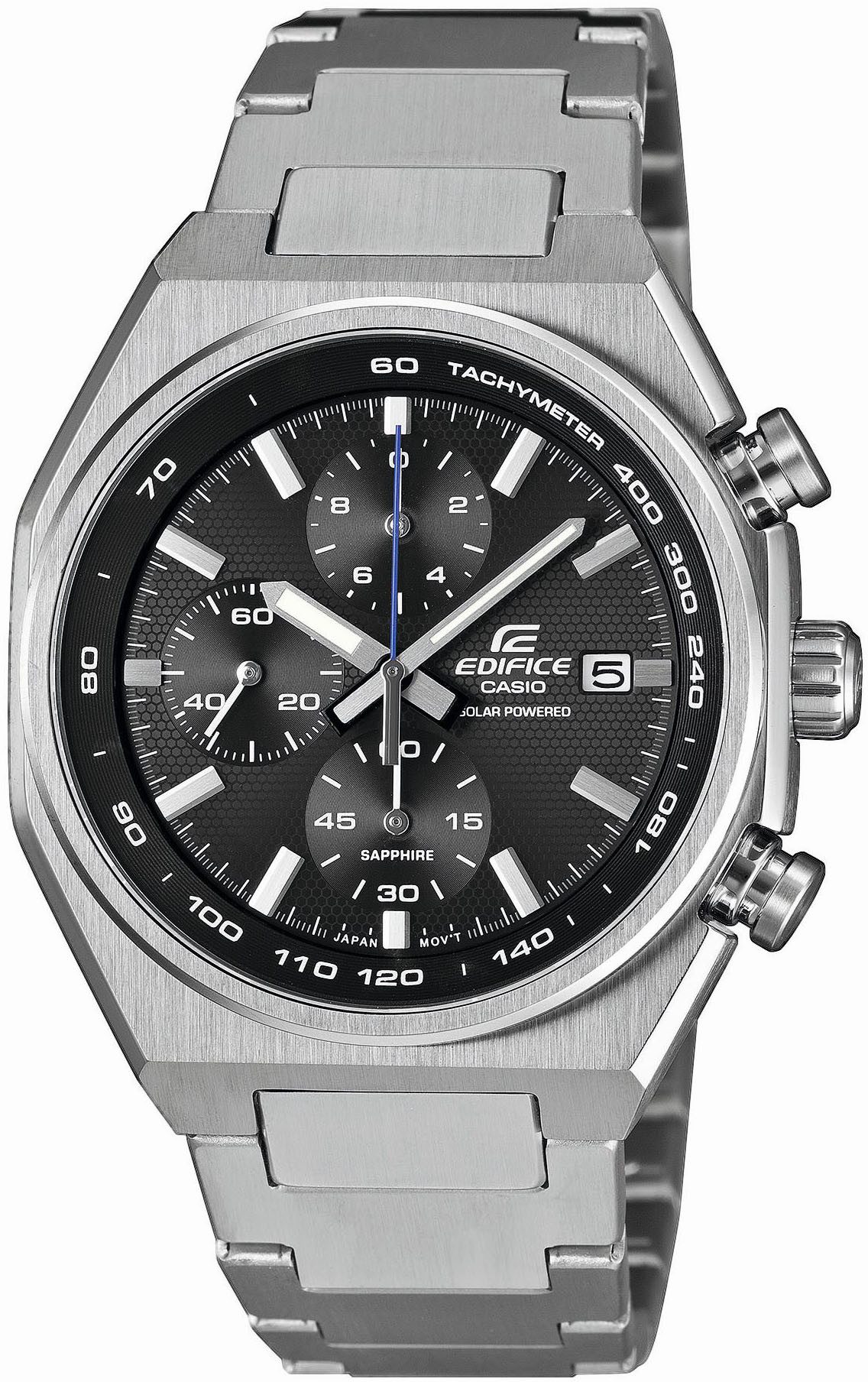 CASIO EDIFICE Solaruhr EFS-S660D-1AEF, Armbanduhr, Herrenuhr, Edelstahlarmband, analog, Tag, Stoppfunktion