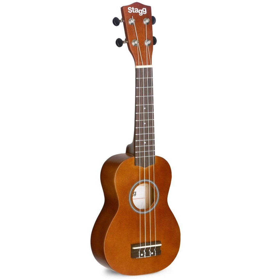 E-Gitarre Stagg US-NAT Sopran Ukulele Natur mit Tasche