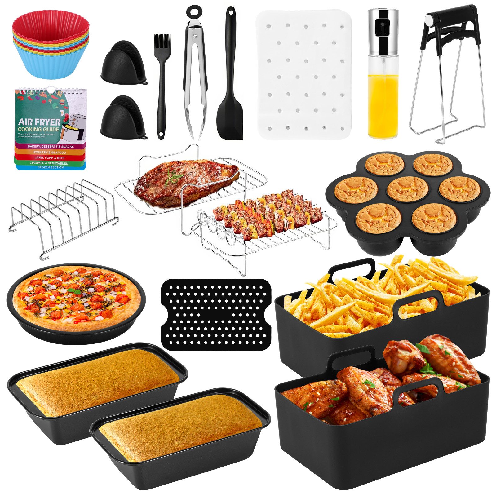 Küchenmaschinen Zubehör-Set 31-teiliges Heißluftfritteuse Zubehör Dual Zone Airfryer Accessories