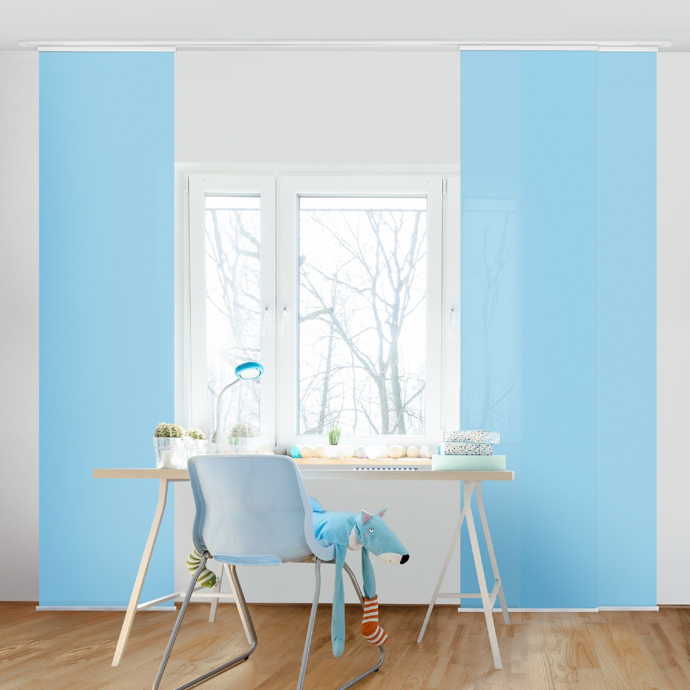 Bilderdepot24 Schiebegardine modern Flächenvorhang blickdicht Pastellblau, günstig online kaufen