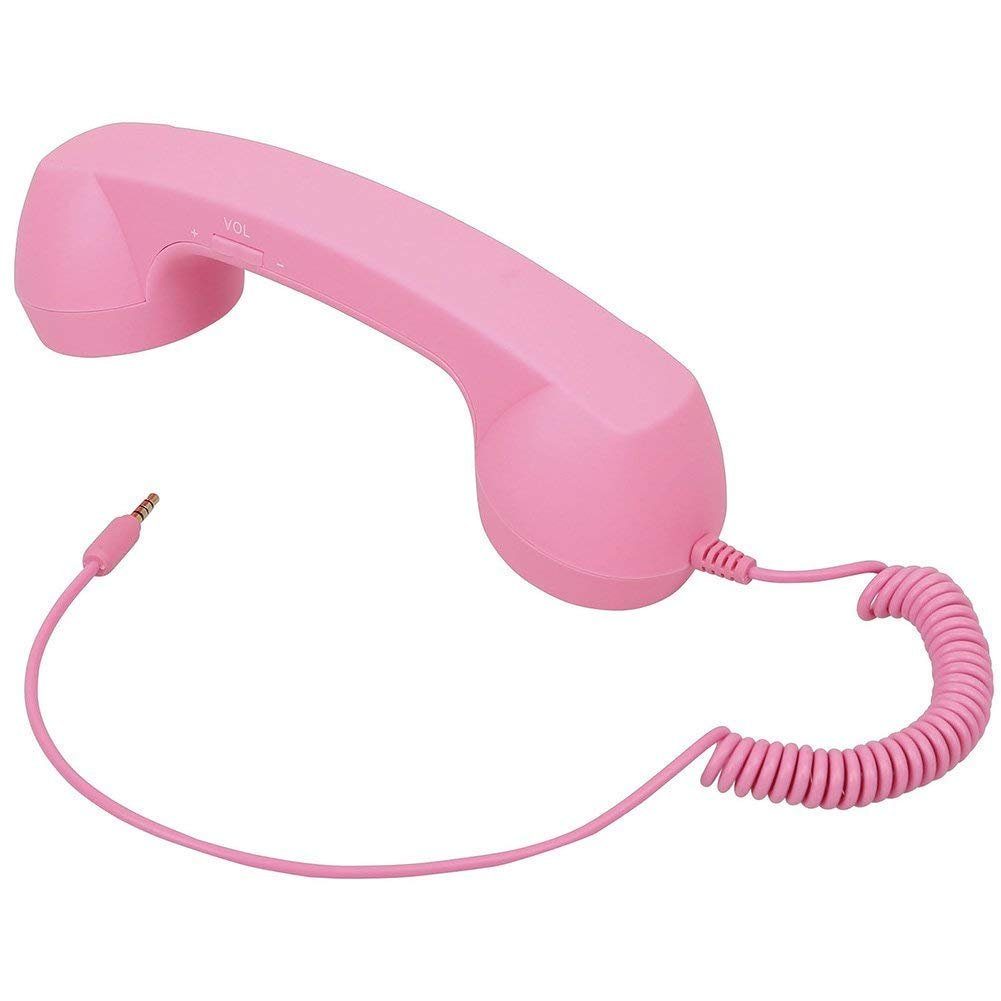 GelldG Retro Telefonhörer Lautsprecher Handset rosa Lautsprecher Mikrofon Headsets Hörer