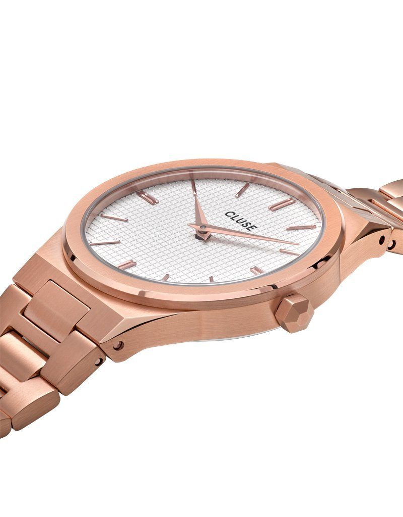 CLUSE Quarzuhr Vigoureux H-Link roségold-schneeweiß