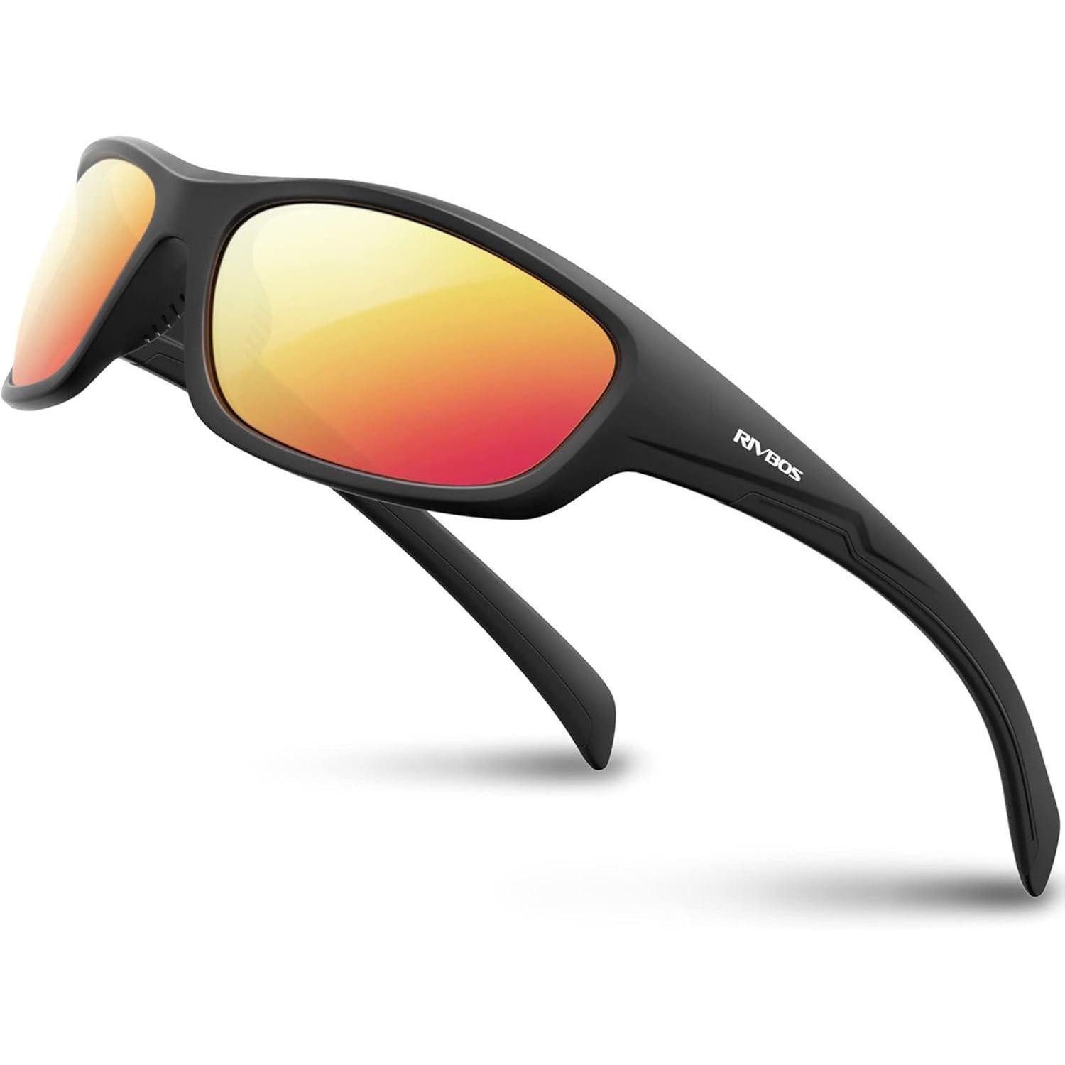 LuxusKollektion Monoscheibensonnenbrille Fahrradbrille Polarisierte TR90 UV400 32 Schwarze Eisrote Gläser