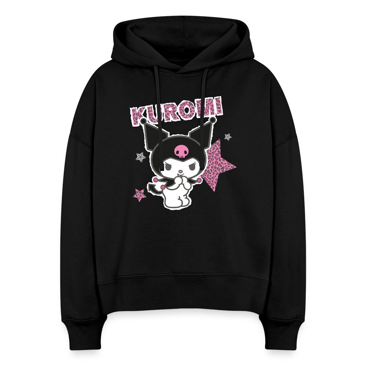 Spreadshirt Hoodie Kuromi Mit Schriftzug Leo Stil Frauen Boxy Organic Hoodie (1-tlg)