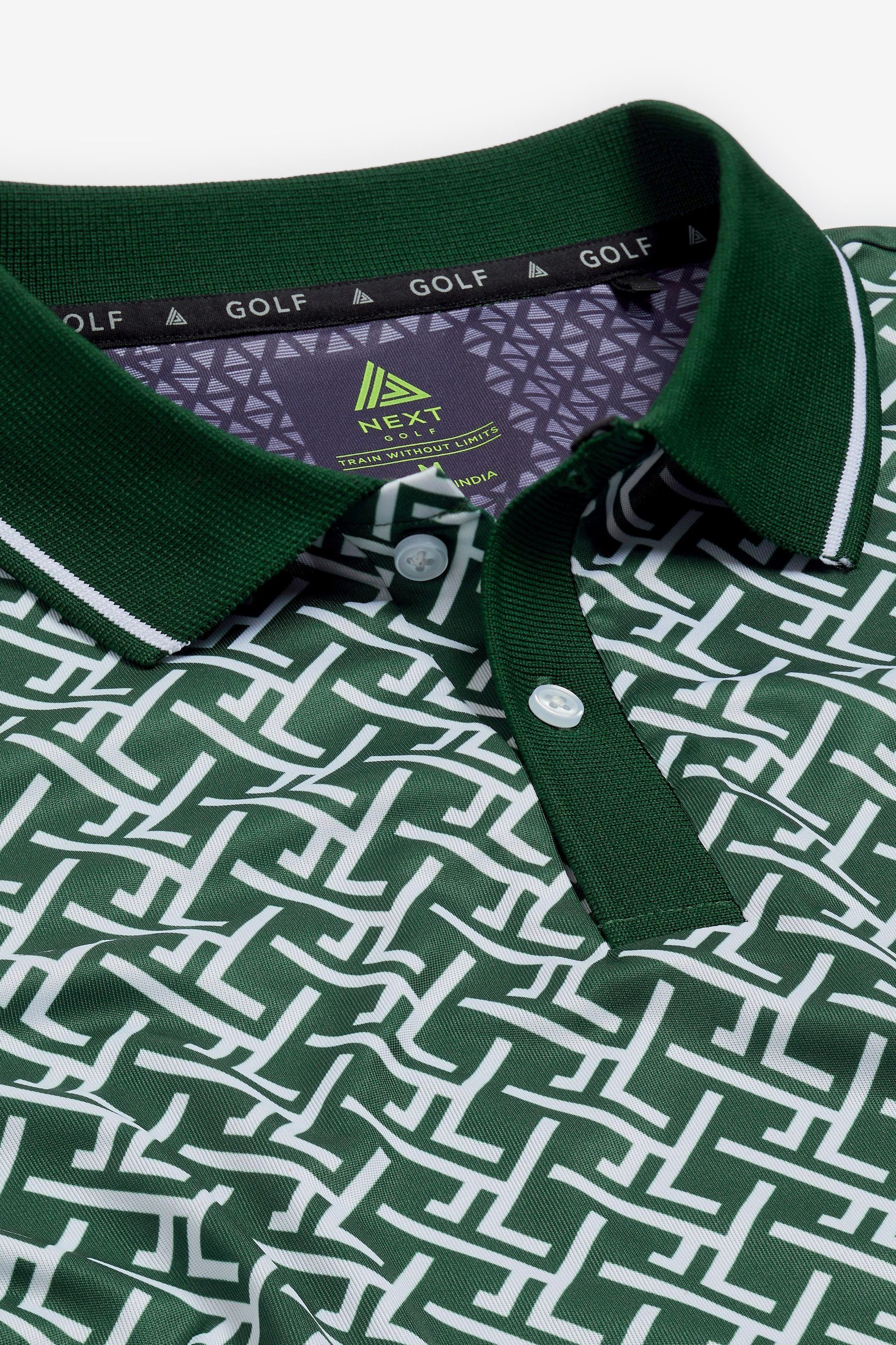 Next Poloshirt Active Print (1-tlg) Poloshirt mit & Golf Green
