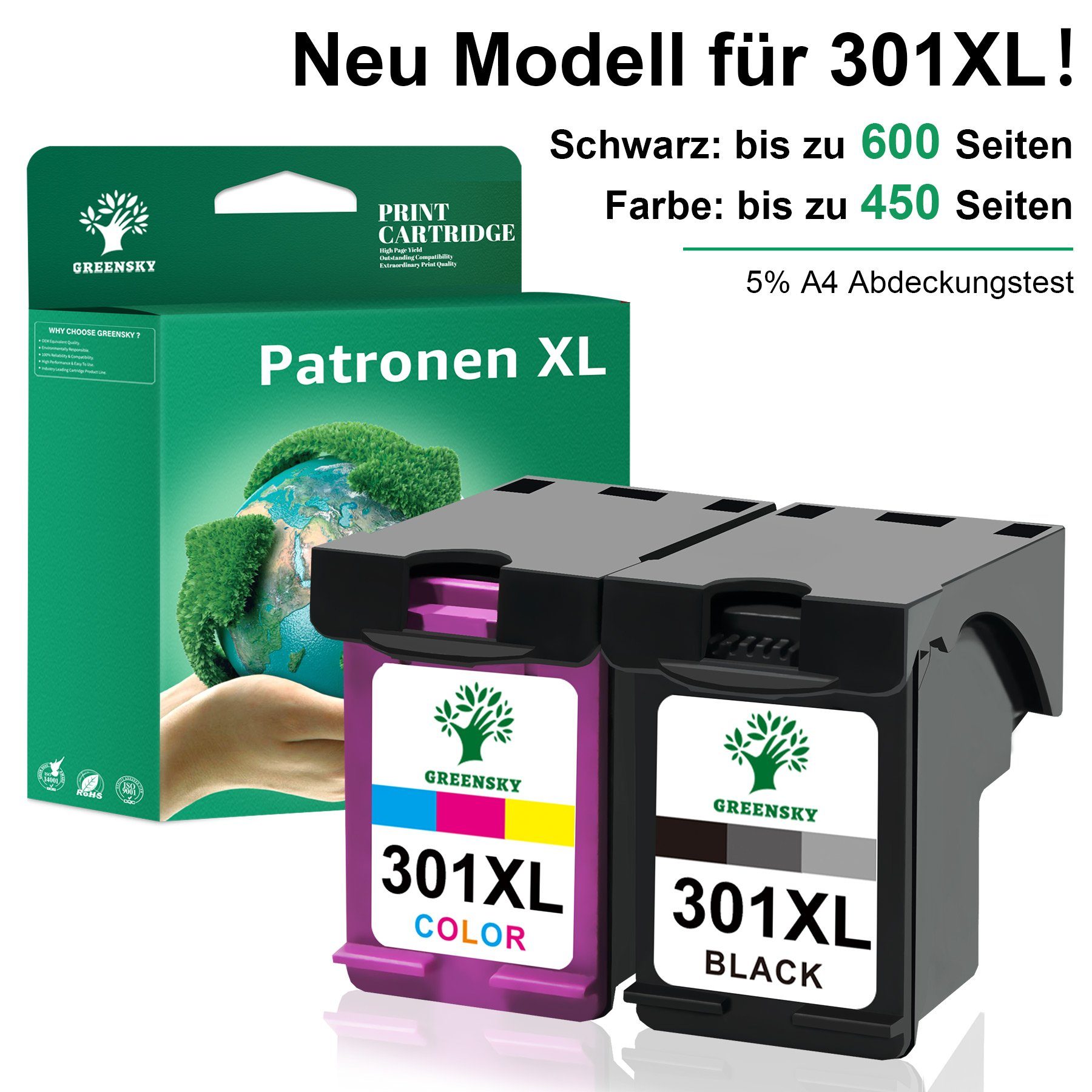 Greensky 301XL 301 XL für HP 2620 1510 1010 4502 Tintenpatrone