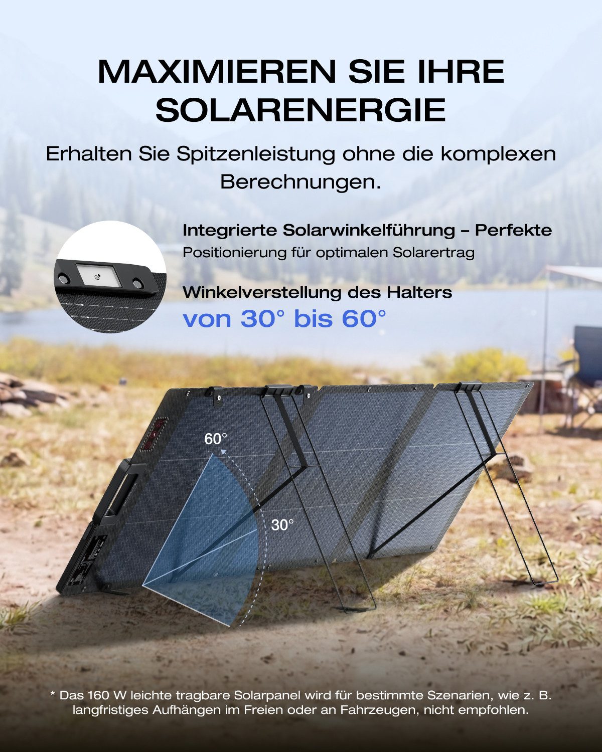 Ecoflow ECOFLOW 160W Solar Panel für Delta & RIVER Serie Tragbare Powerstation Solar Panel, Für Outdoor Garten Balkon Wohnwagen Camping – Bild 4 von 5