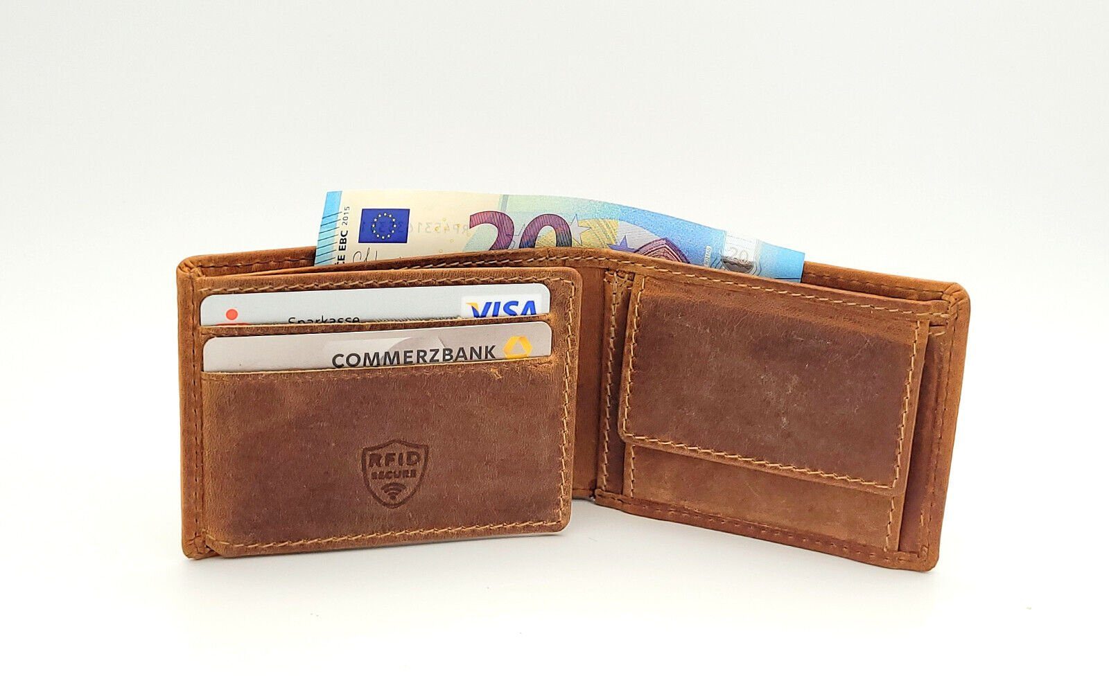 CLUB RFID Mini mit cognac Midi JOCKEY Geldbörse Leder, Schutz, Portemonnaie, Toro, echt braun