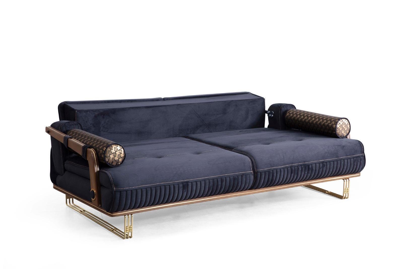 JVmoebel 4 Komplett, Sofa Couch Teile Möbel Blau Sofagarnitur Wohnzimmer Ausgefallene