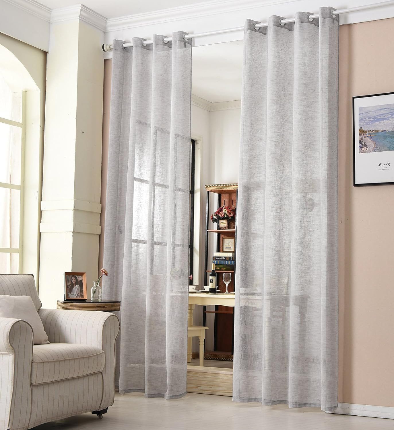 Woltu Gardine, Kräuselband (2 St), halbtransparent, günstig online kaufen