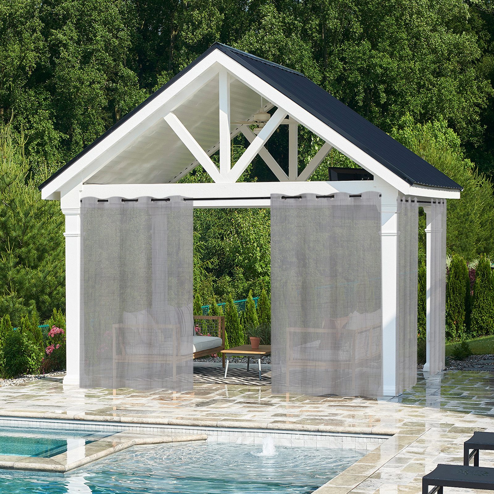 Qelus Outdoorvorhang Wasserdicht Outdoorvorhänge Sonnenschutz Transparent günstig online kaufen