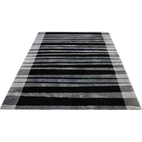 Hochflor-Teppich Cameo-Bordüre, Bruno Banani, rechteckig, Höhe: 27 mm, gestreiftes Muster mit Bordüre, angenehme Haptik, Streifen