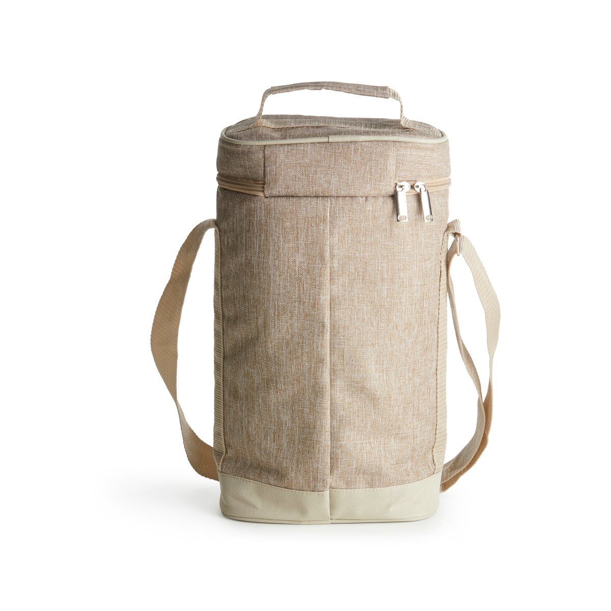 sagaform Tragetasche Kühltasche CITY, Hochformat - Farbwahl, Kühlfach passend für 2x 1.5 l PET Flasche oder zwei Weinflaschen Leinenlook beige