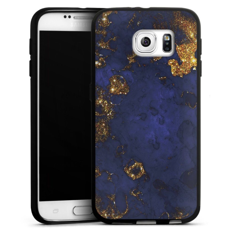DeinDesign Handyhülle Marmor Gold Utart Blue and Golden Marble Look, Samsung Galaxy S6 Silikon Hülle Bumper Case Handy Schutzhülle