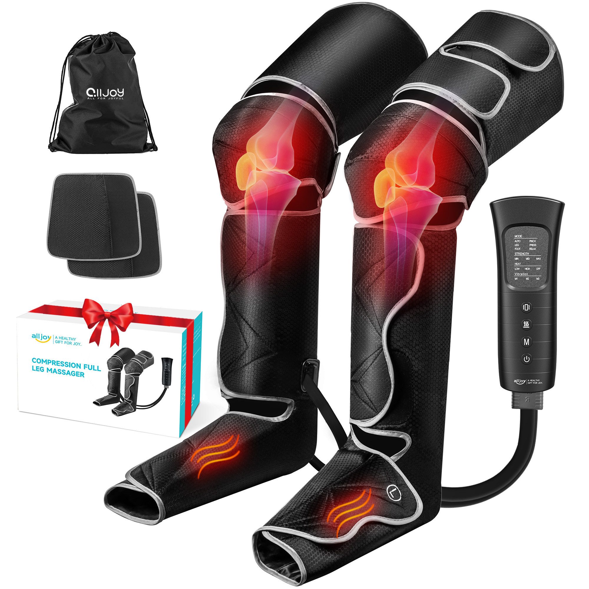 Fußmassagegerät Pressotherapie Beinmassagegerät mit Wärme, 6 Modi & 4 Intensitäten