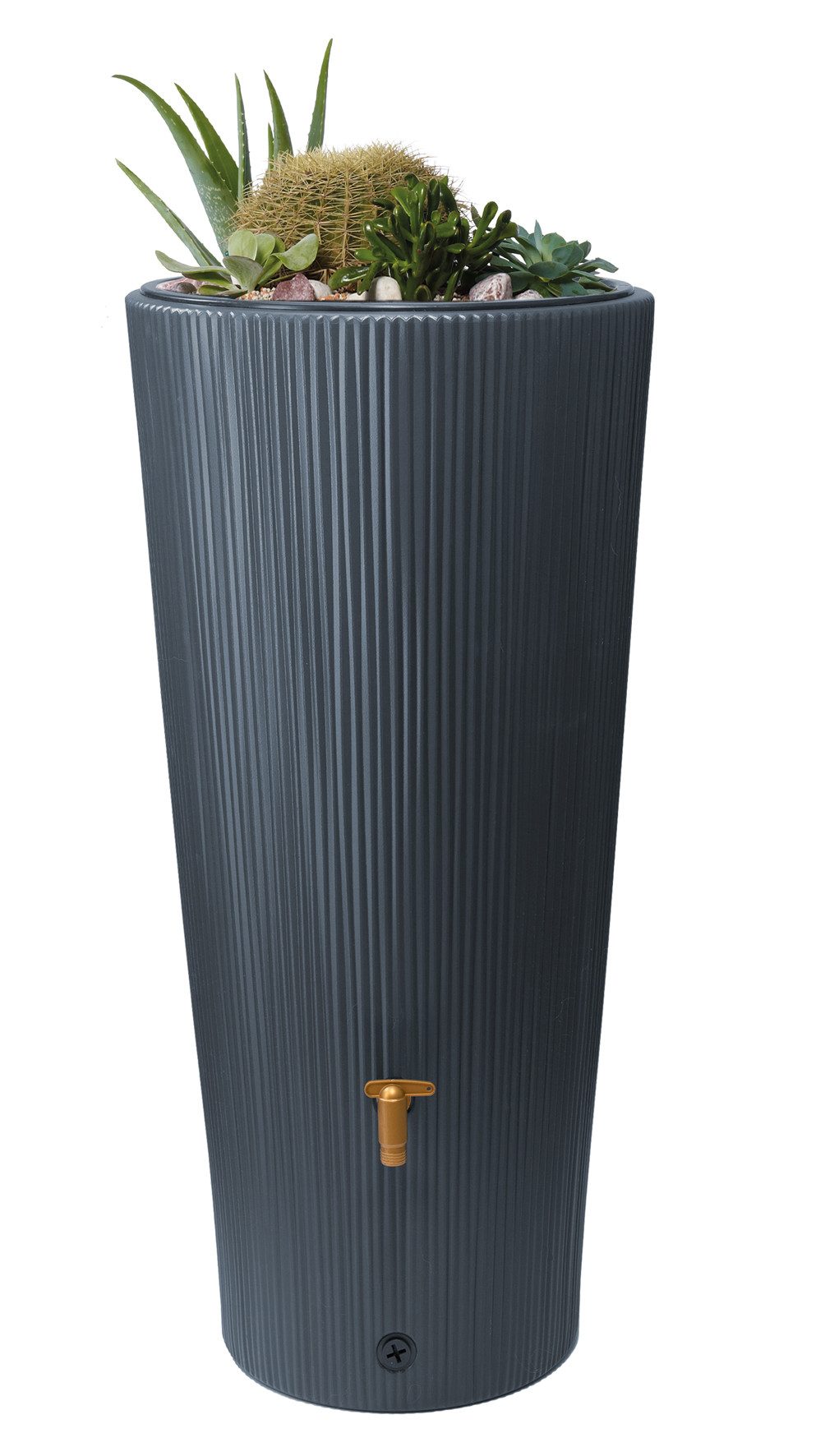 4rain Regentonne VASO DECOR 2in1 Regenspeicher 220 L, graphite grey